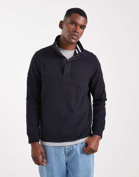 Superdry Cotton classics jersey half zip sweatshirt in eclipse navy