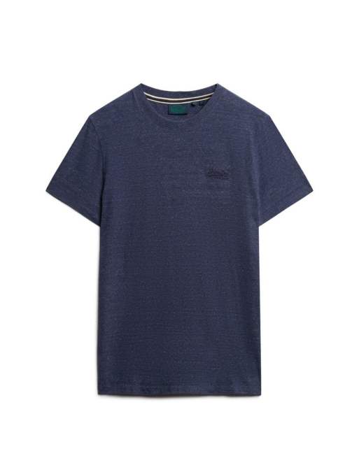 Superdry Cotton essential logo t-shirt in dark indigo blue marl, 6 of 6