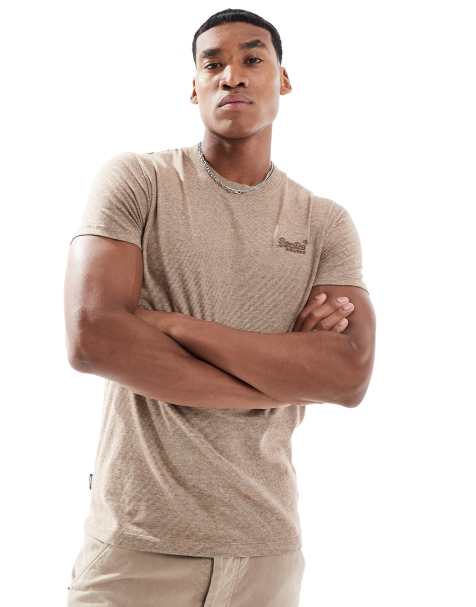 Superdry Cotton essential logo t-shirt in desert sand feeder - view 1