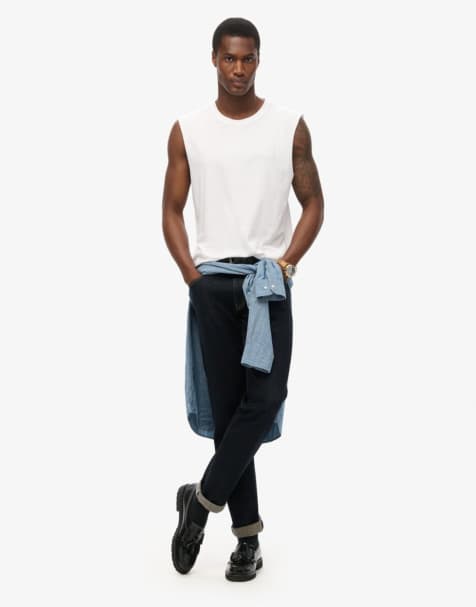 Superdry Cotton essential logo tank top in optic - view 1