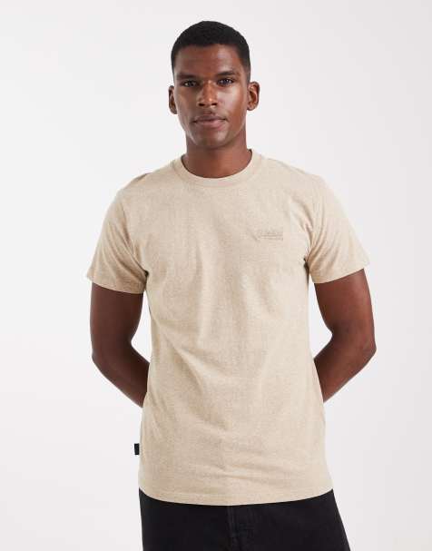 Superdry – Cotton Essential – T-Shirt in meliertem Hellbraun mit Logo - view 1