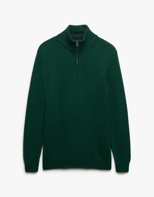 Superdry Cotton half zip knit jumper in forest green, 5 of 6