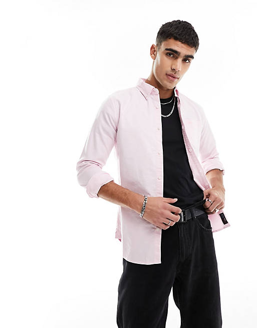 Superdry cotton long sleeve oxford shirt in City Pink | ASOS