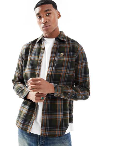 Superdry Cotton lumberjack check shirt in buckshot check olive - view 1
