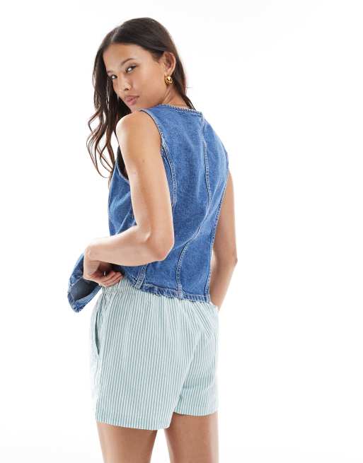 Superdry Cotton stripe elasticated boxer-style shorts in peppermint chalk stripe, 3 of 5