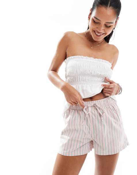 Superdry Cotton stripe elasticated boxer-style shorts in suffolk pink stripe - view 1