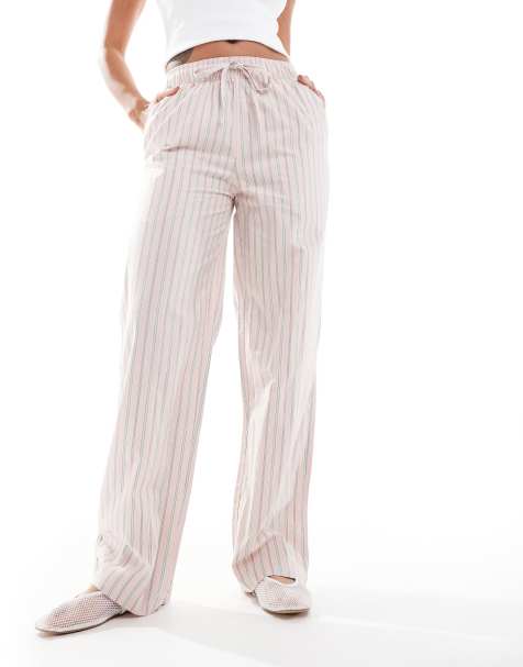 Superdry Cotton stripe elasticated trousers in suffolk pink stripe