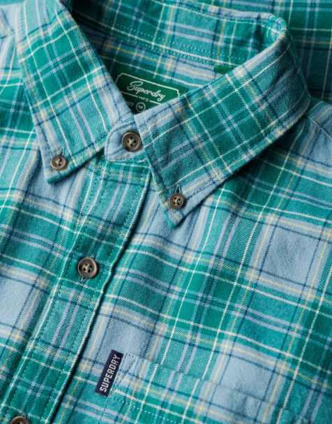 Superdry Cotton vintage check shirt in teal check - view 1