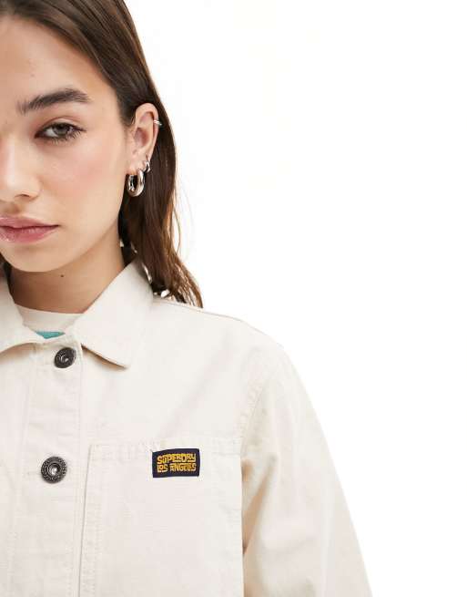 Superdry Cotton vintage chore jacket in oatmeal, 3 of 4