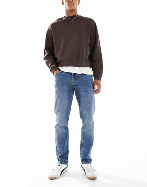 Superdry – Cotton Vintage – Slim Straight Jeans in Elkhorn Midblue