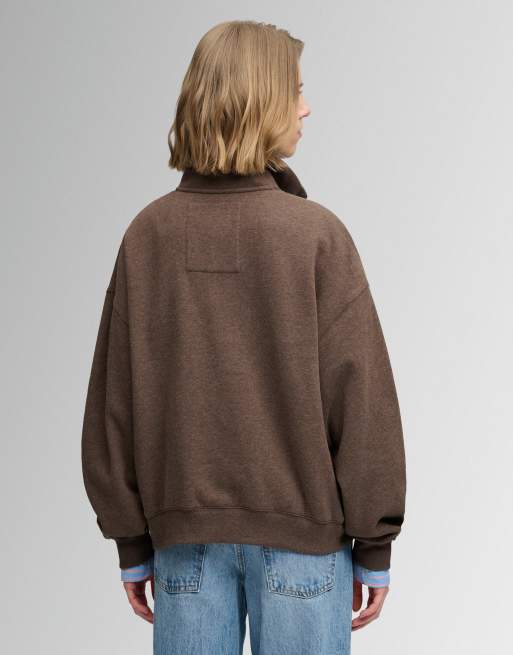 Superdry Country club half zip sweatshirt in dark chocolate brown marl, 2 of 6
