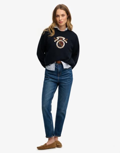 Superdry Crest loose crew in eclipse navy - view 1