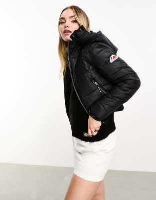 Superdry Crop Hooded Fuji Jacket In Black