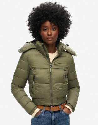 Superdry Crop Hooded Fuji Jacket In Green