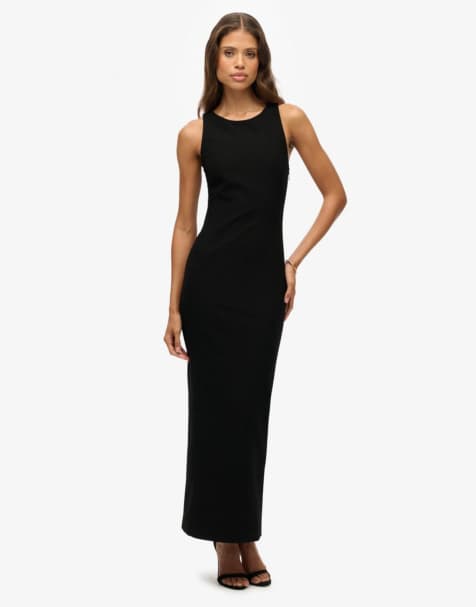 Superdry Cut out back maxi dress in black