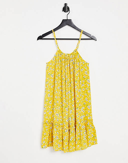 Superdry Daisy floral beach dress in yellow