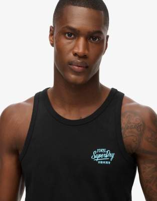 Superdry - Débardeur avec inscription contrastante - Noir