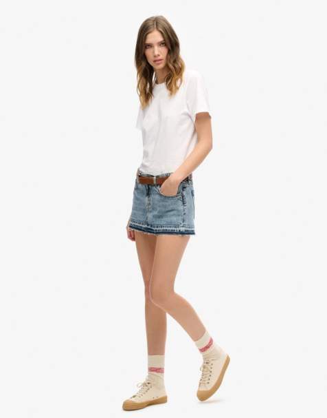 Superdry Denim mini skirt in spring vintage custom