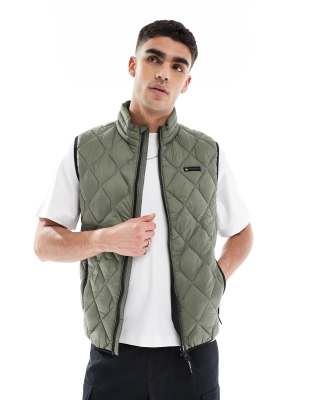 Superdry Diamond quilt fuji lite gilet in dusty olive green