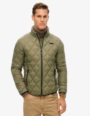 Superdry Diamond quilt fuji lite jacket in dusty olive green - view 1