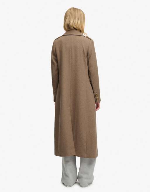Superdry Double breasted wool blend coat in walnut brown, 5 of 7