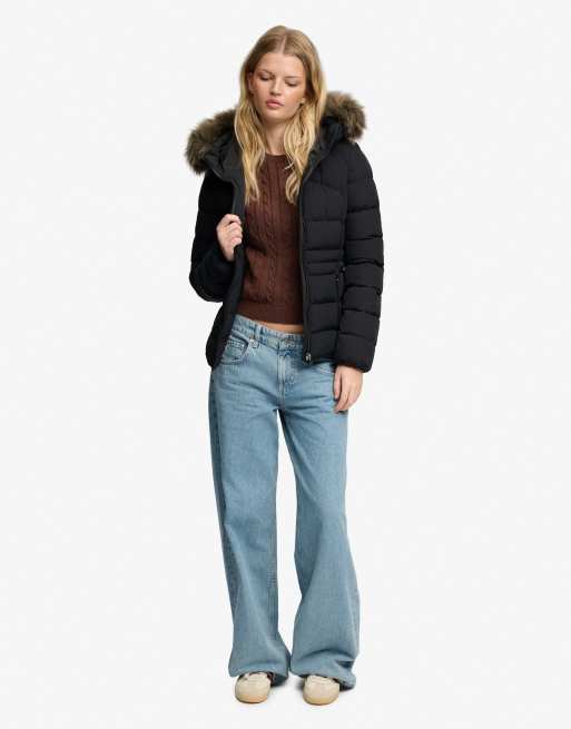 Superdry doudoune à capuche en faux-fur Fuji noire, 4 de 6