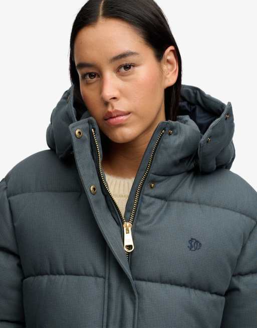 Superdry doudoune à capuche premium à carreaux olive/marine, 3 de 6