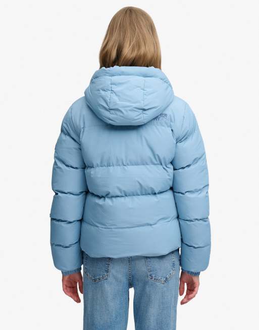 Superdry doudoune à capuche sports en denim bleu délavé, 5 de 7