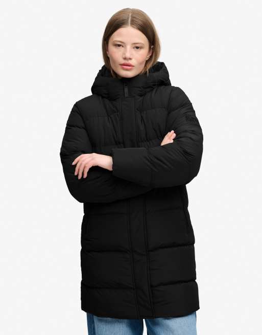 Superdry doudoune mi-longue à capuche sport noire, 2 de 7