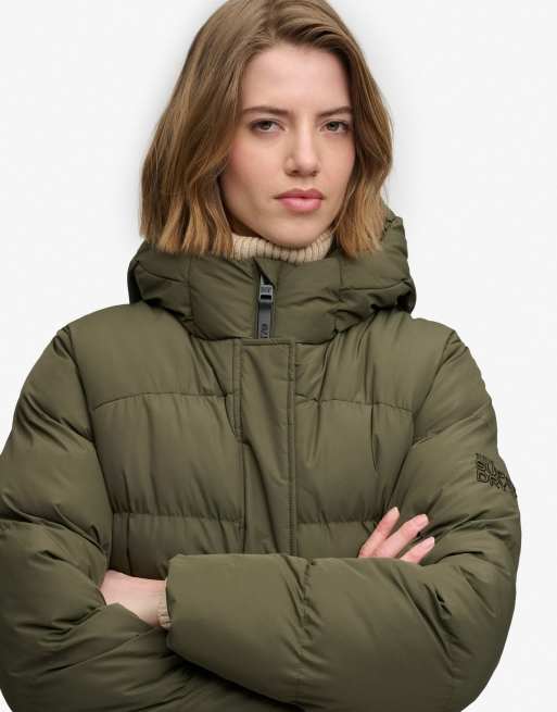 Superdry doudoune sport à capuche mi-longue en kaki délavé, 3 de 7