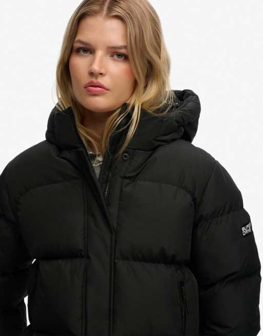 Superdry doudoune sport mi-longue à capuche noire, 3 de 7