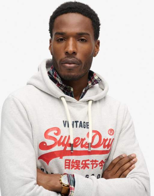 Superdry - Duo - Sweat à capuche avec logo vintage - Gris glacier chiné