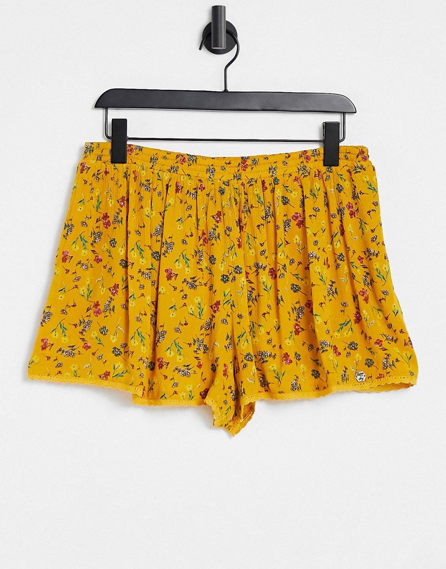 Superdry Dylan printed beach shorts in yellow