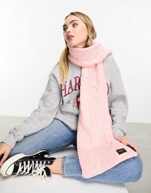Superdry - Écharpe en maille torsadée - Rose tacheté