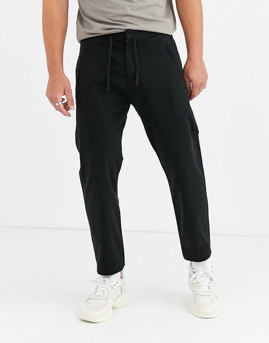 Superdry Edit tapered drawstring trousers in black
