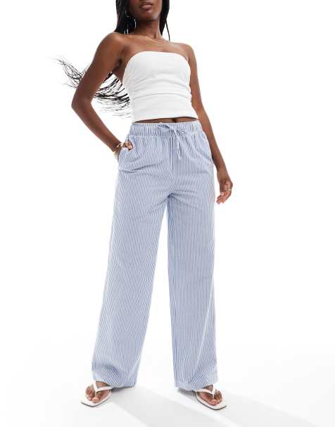 Superdry – Elastische Baumwollhose in Azurblau mit Oxford-Streifen - view 1