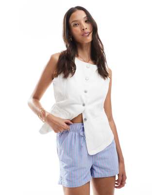 Superdry - Elastische, gestreifte Baumwoll-Shorts im Boxershorts-Stil mit Streifen in Blau/Rosa