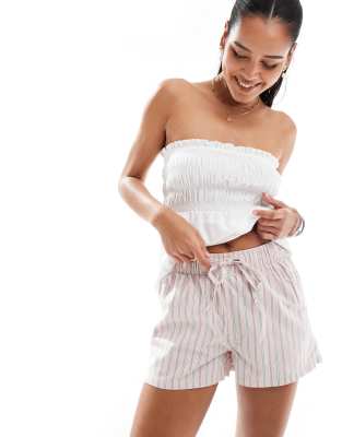 Superdry - Elastische Shorts im Boxershorts-Stil aus Baumwolle mit Streifen in Suffolk-Rosa
