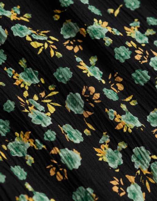 Superdry - Ellys - Robe portefeuille courte fluide à fleurs - Noir, 6 de 7