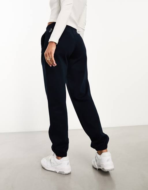 Women's Embroidered Boyfriend Joggers in Eclipse Navy