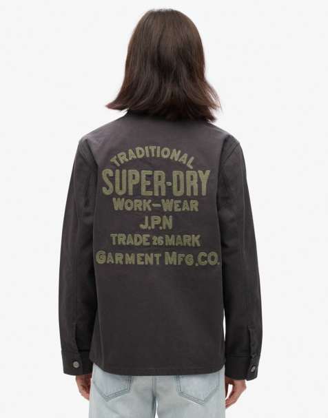 Superdry Embroidered chore jacket in blackboard - view 1