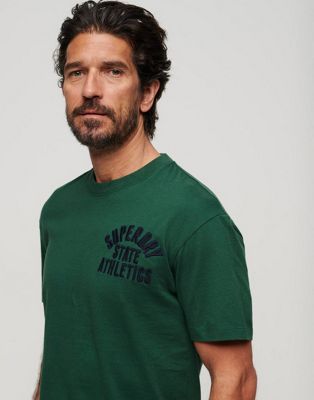 Superdry Embroidered superstate athletic logo t-shirt in pine green - ASOS Price Checker