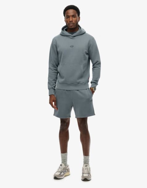 Superdry - Ensemble avec short et sweat à capuche à petit logo - Bleu orageux - view 1