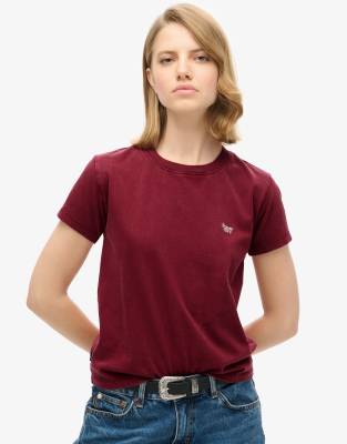 Superdry - Essential - 90er-T-Shirt in kräftigem Burgunderrot mit Logo