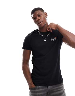 Superdry – Essential – Besticktes T-Shirt in Schwarz - view 1