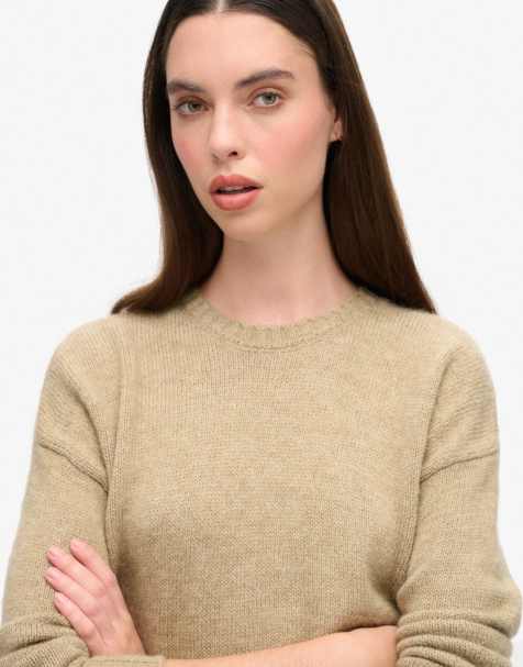 Superdry Essential crew neck jumper in fudge brown - view 1