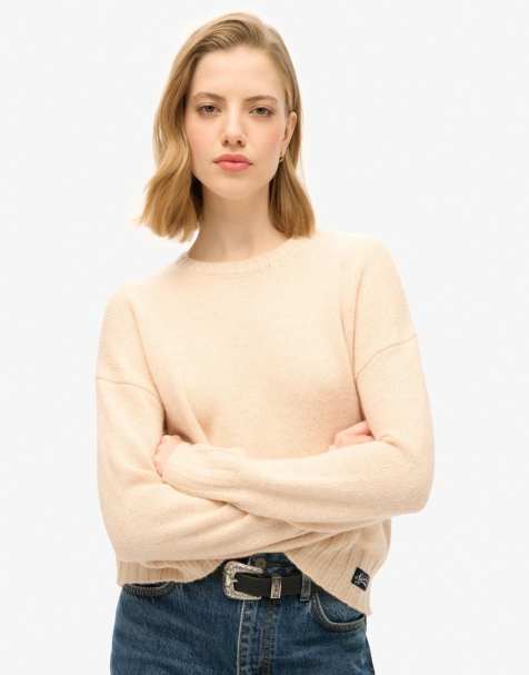 Superdry Essential crew neck jumper in shadow pale pink - view 1