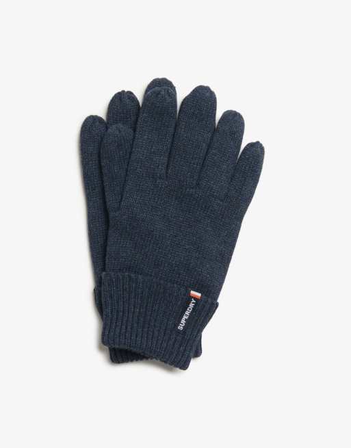 Superdry - Essential - Gants en maille à logo - Bleu marine chiné, 3 de 4