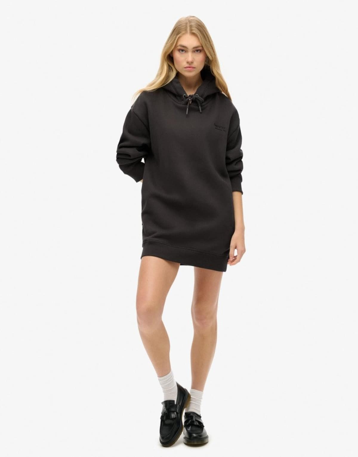 Superdry Essential hoodie dress in bison black