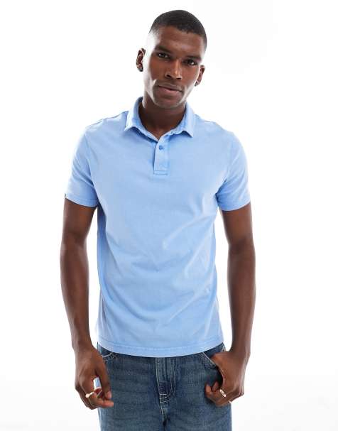 Superdry Essential jersey polo top in bluebell - view 1